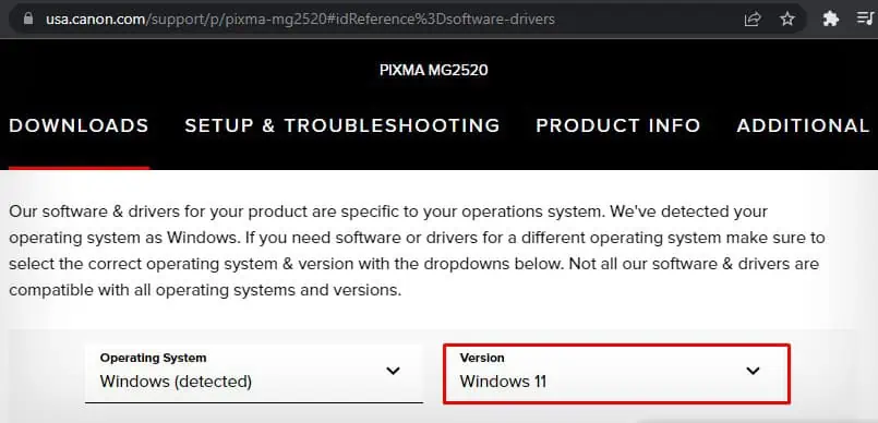 Canon Printer Printing Blank Pages? Try These 7 Proven Fixes 3 choose-windows-version-while-downloading-canon-driver