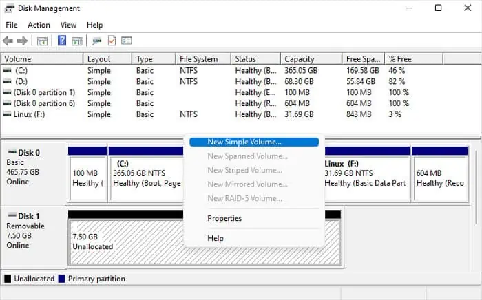 How to Format a USB Drive 11 disk-management-usb-drive-unallocated-space-new-simple-volume