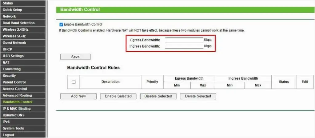 How to Configure Bandwidth Control on TP-Link Router (Step-by-Step Guide) 14 egress-and-ingress-bandwidths-1024x449