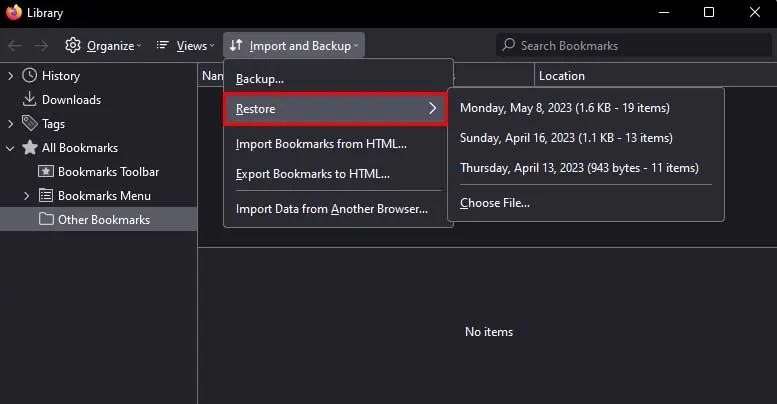 How to Backup Firefox Bookmarks 5 firefox-bookmark-manager-restore