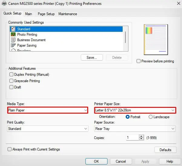 Canon Printer Printing Blank Pages? Try These 7 Proven Fixes 7 media-type-and-paper-size-in-canon-printer