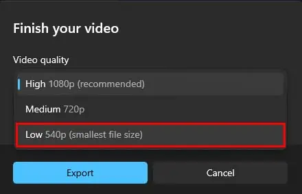 How to Compress a Video and Reduce File Size 11 microsoft-video-editor-export-in-low-res