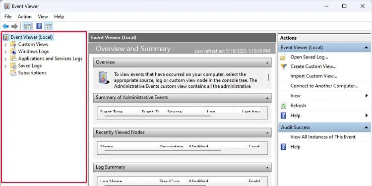 navigation-panel-check-event-logs
