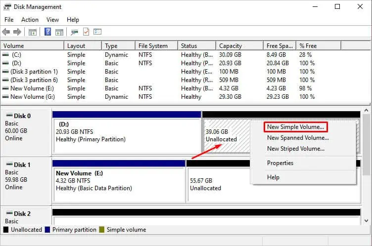 How to Partition a Hard Drive? Detailed Guide 7 new-simple-volume
