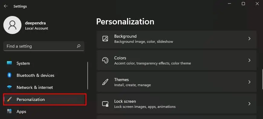 open-personalization-settings