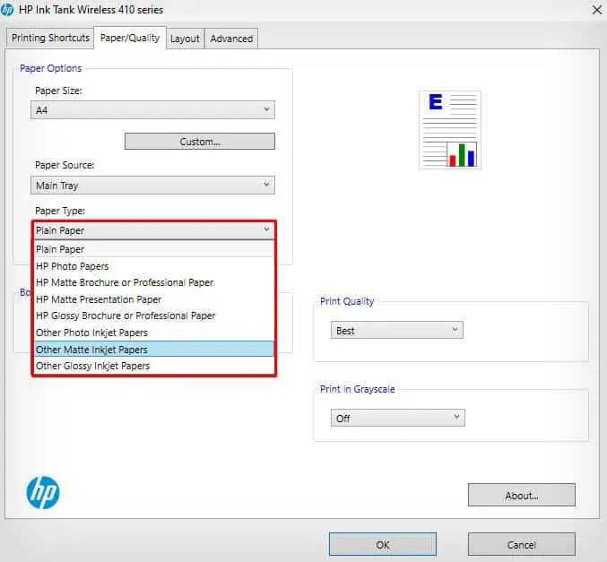 select-sticker-paper-in-the-paper-type-dropdown