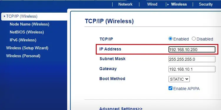 assign-static-ip-to-brother-printer-from-EWS