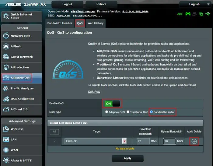 How to Prioritize Devices on Wi-Fi 5 asus-router-adaptive-qos-bandwidth-limiter-add