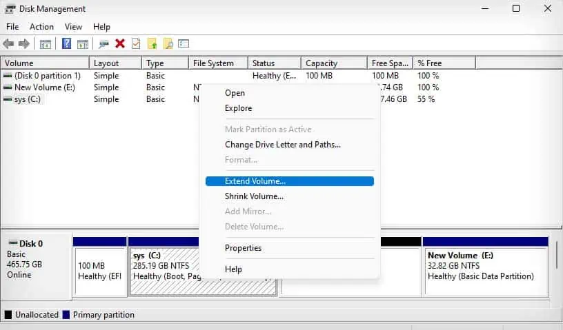 c-drive-extend-volume