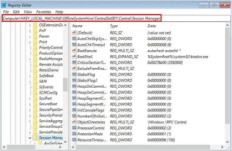 How to Fix Inaccessible Boot Device? 18 Possible Ways 47 control-session-manager-in-registry-editor