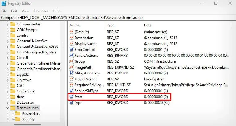 double-click-start-entry-for-dcomlaunch