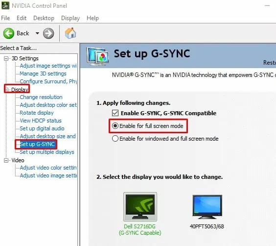 8 Ways to Fix Monitor Blinking On and Off 9 enable-gsync-for-fullscreen-mode