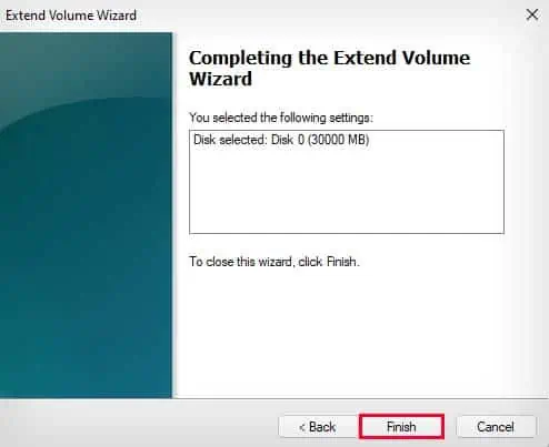 extend-volume-wizard-finish