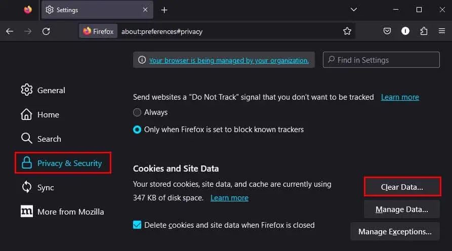 Fix: This Video Can’t Be Played (Error Code 224003) 5 firefox-clear-cookies-and-site-data