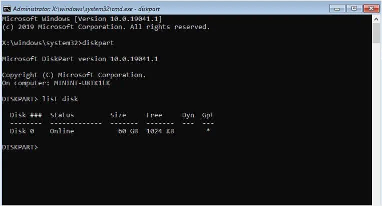 How to Fix Inaccessible Boot Device? 18 Possible Ways 8 list-disk-in-cmd-to-check-if-disk-is-recognized-by-os