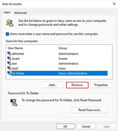 How to Delete Administrator Account in Windows? 6 Best Ways 8 netplwiz-admin-account-remove