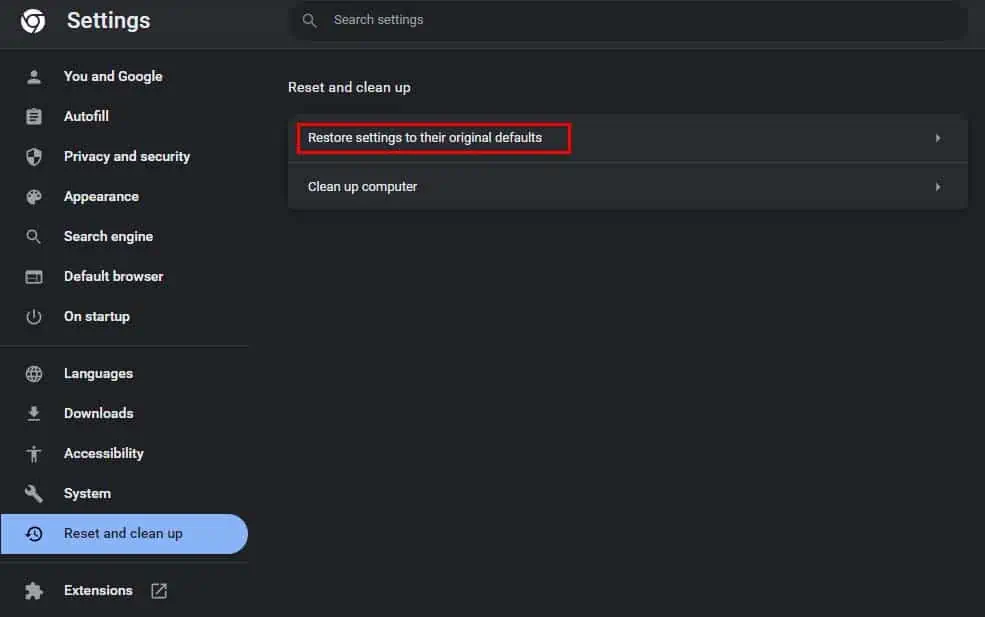Fix: This Video Can’t Be Played (Error Code 224003) 26 restore-settings-to-their-original-defaults-chrome