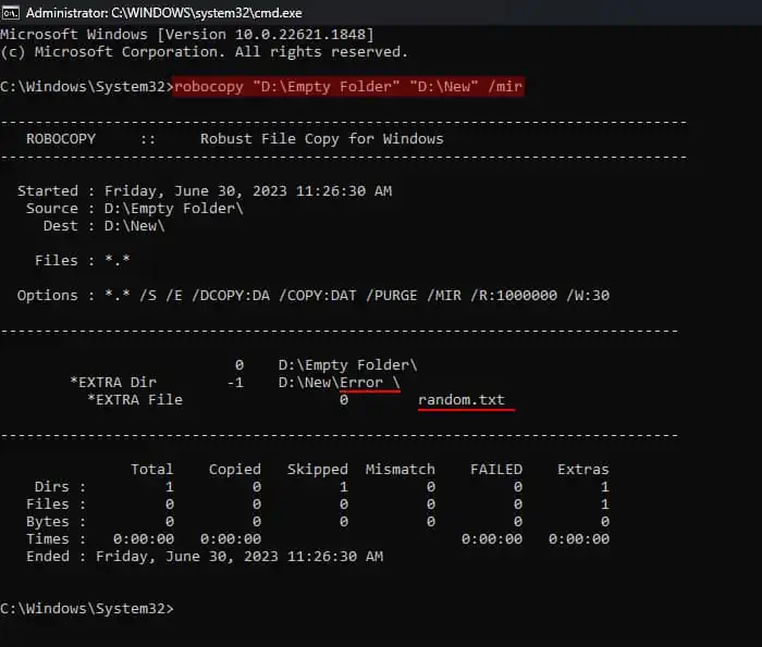 Fix: Could Not Find This Item This is No Longer Located 5 robocopy-mirror-empty-folder-to-parent-folder-of-files-and-folder-with-trailing-zero-name