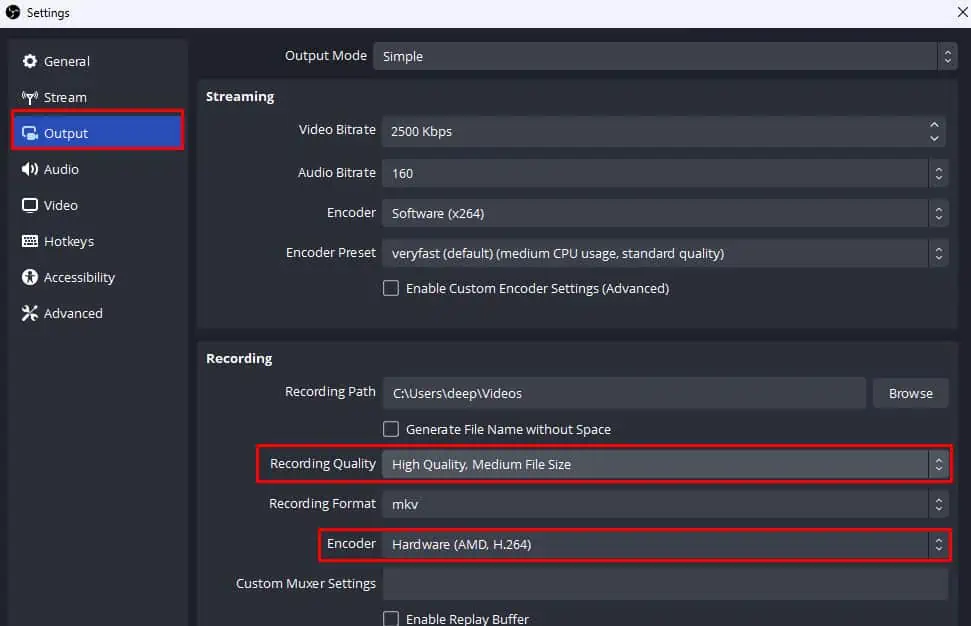 Why is My OBS Recording Choppy? 7 Ways to Fix It 9 set-recording-quality-and-encoding-obs-recording-choppy