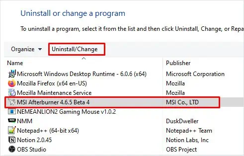 8 Ways to Fix Monitor Blinking On and Off 7 uninstall-afterburner-monitor-blinking-on-and-off