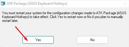 ASUS Keyboard Light When Not Working? Try These 10 Fixes 8 yes-to-restart-asus-laptop-after-atk-installed
