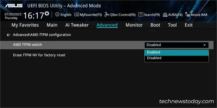 How to Navigate and Set Up Your ASUS BIOS Easily 14 amd-ftpm-switch-enabled
