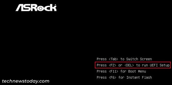 asrock-manufacturer-logo-screen-press-f2-or-Del-to-run-uefi-setup-3