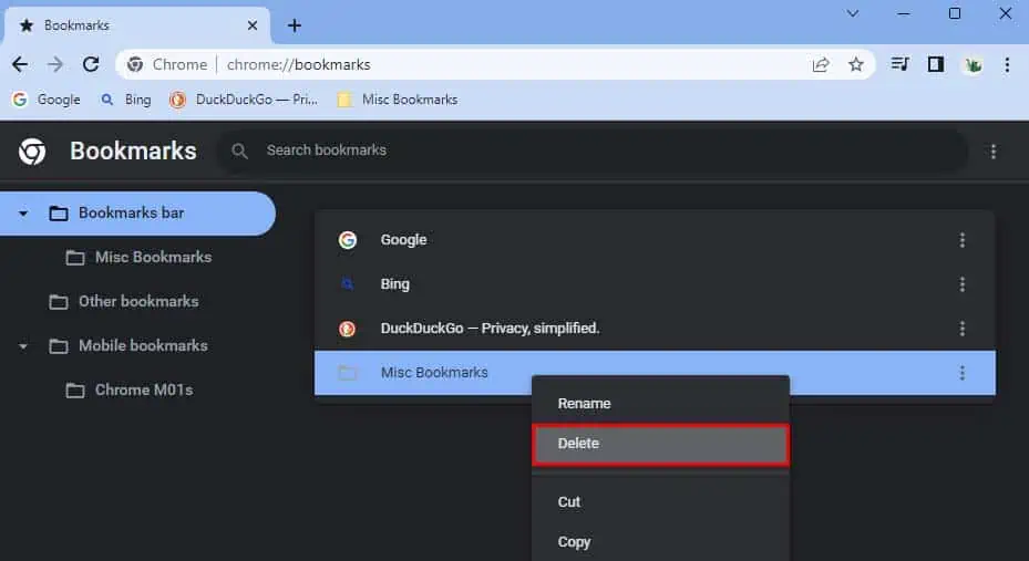 chrome-delete-bookmark-folder