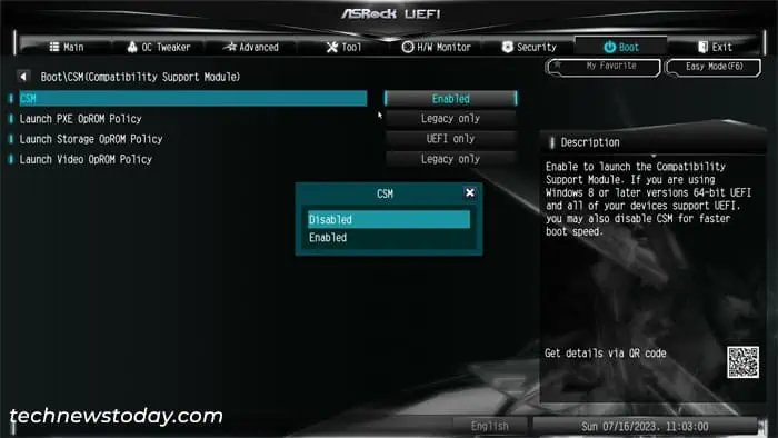 How to Disable or Enable CSM on ASRock Motherboard BIOS 5 csm-compatibility-support-module-disabled-1