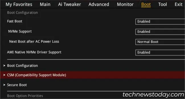 How to Enable or Disable CSM on ASUS? 3 csm-option-in-asus-boot