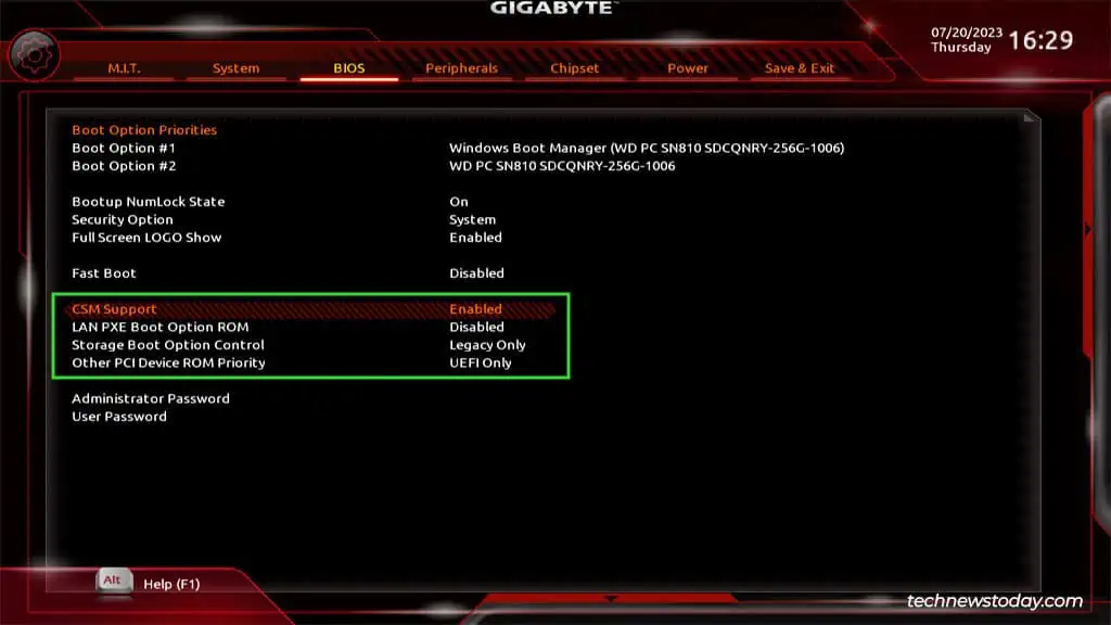 How To Enable Or Disable CSM On Gigabyte 3 csm-support-legacy-boot-options