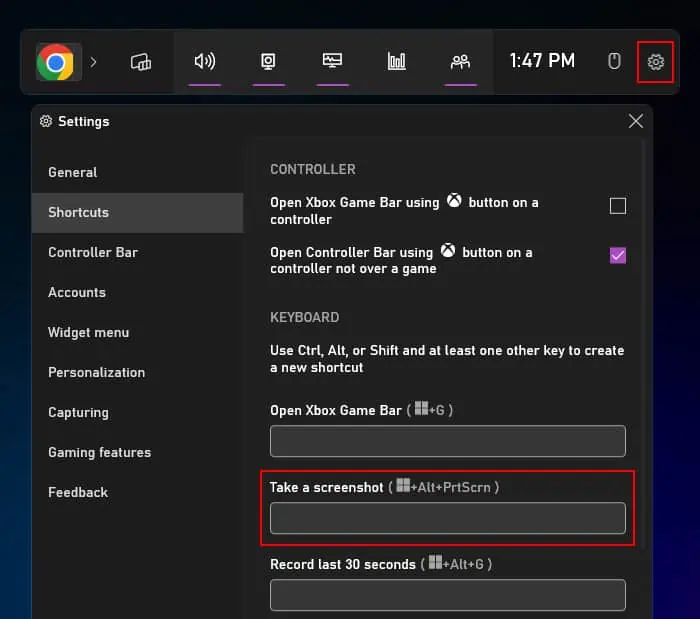 How to Screenshot on Lenovo Yoga (Tablet and Laptop) 8 gamebar-settings-shortcuts-take-a-screenshot