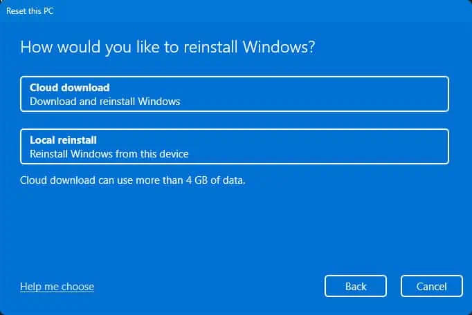 How to Factory Reset HP Laptop 4 local-reinstall-or-cloud-download
