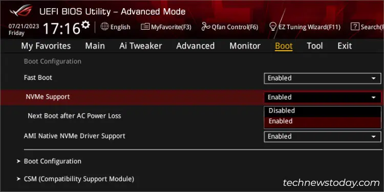 Fast Boot on ASUS: Here's How to Configure 8 nvme-support-in-asus