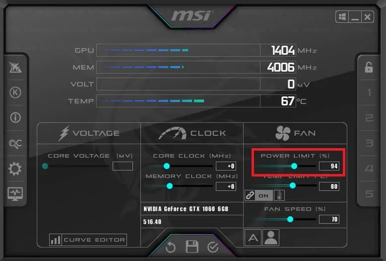 How to Control GPU Fan Speed Using MSI Afterburner 1 power-limit
