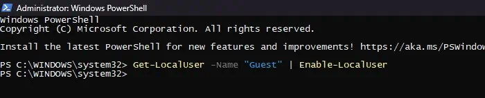 5 Ways to Create Guest Account in Windows 10 9 powershell-get-localuser-name-guest-enable-localuser