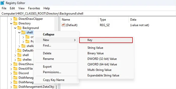 How to Open Registry Editor? 7 Possible Ways 9 registry-editor-classes-root-directory-background-shell-new-key