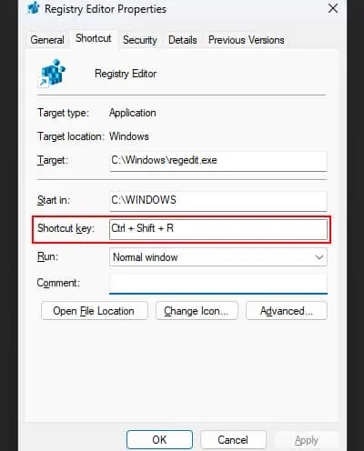 How to Open Registry Editor? 7 Possible Ways 13 registry-editor-shortcut-properties-shortcut-key
