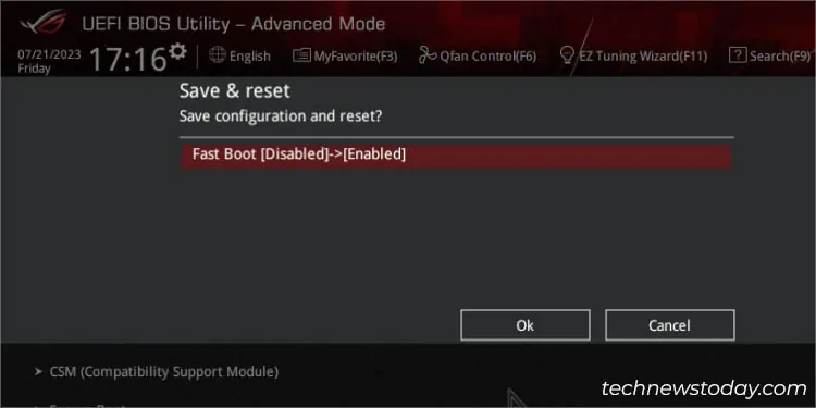 Fast Boot on ASUS: Here's How to Configure 10 save-and-reset-fast-boot-config