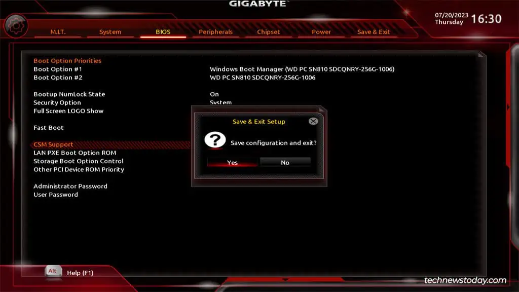 How To Enable Or Disable CSM On Gigabyte 4 save-bios-settings-csm-gigabyte