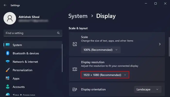 7 Ways to Fix Black Lines on Monitor 6 settings-system-display-resolution-adjust