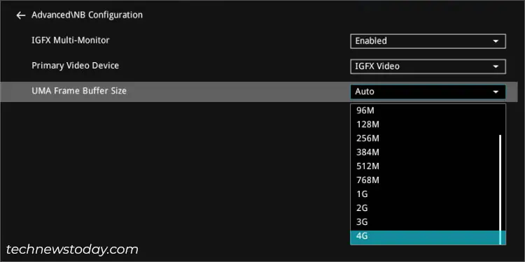 How to Enable or Disable ASUS Integrated Graphics? 8 uma-frame-buffer-size