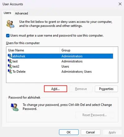 5 Ways to Create Guest Account in Windows 10 11 user-accounts-netplwiz-add