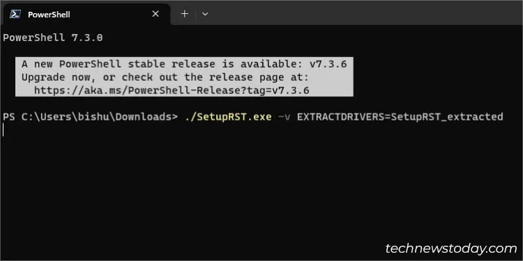 extraction-intel-rst-command
