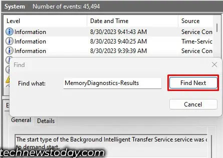 find-memory-diagnostic-result