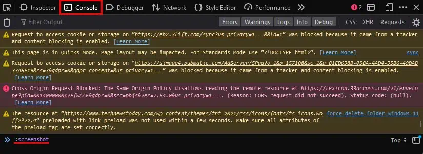 How to Screenshot on Firefox 5 firefox-screenshot-command