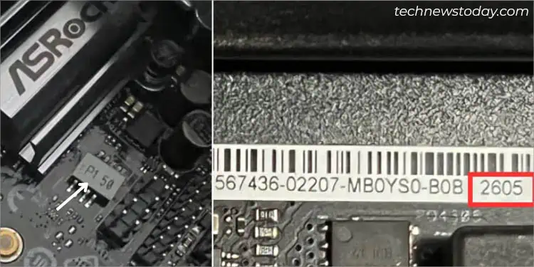 inspecting-motherboard-sticker-to-get-bios-version