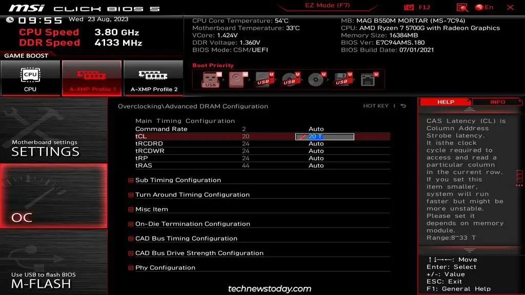 How To Enable XMP In MSI Motherboard BIOS 4 msi-advanced-dram-configuration