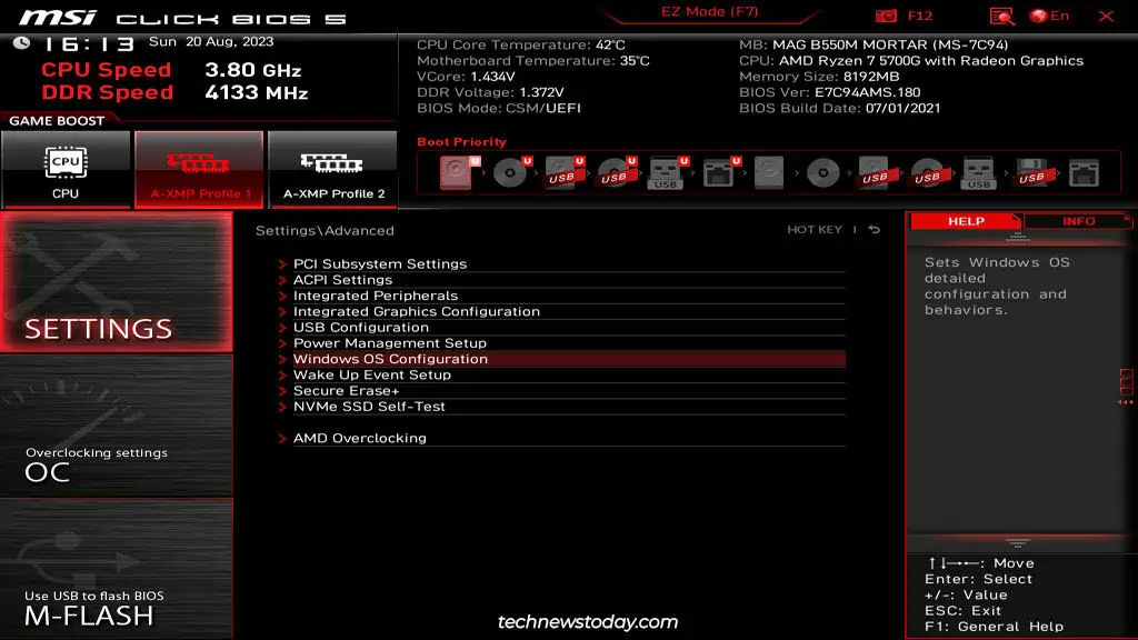 How To Enable Or Disable CSM On MSI Motherboard 3 msi-bios-windows-os-configuration