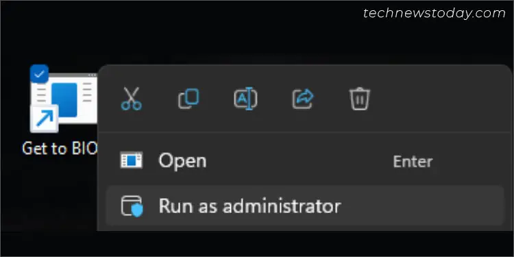 How to Enter BIOS on Any System 25 run-the-shortcut-created-as-admin